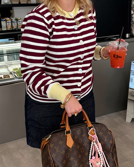 Bordeaux Striped Cardigan Yellow