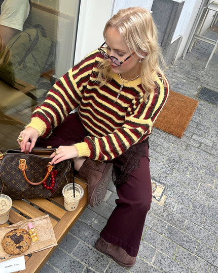 Striped Knit Yellow Red Brown