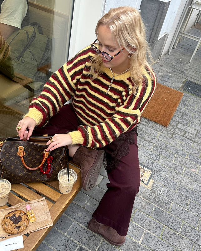 Striped Knit Yellow Red Brown