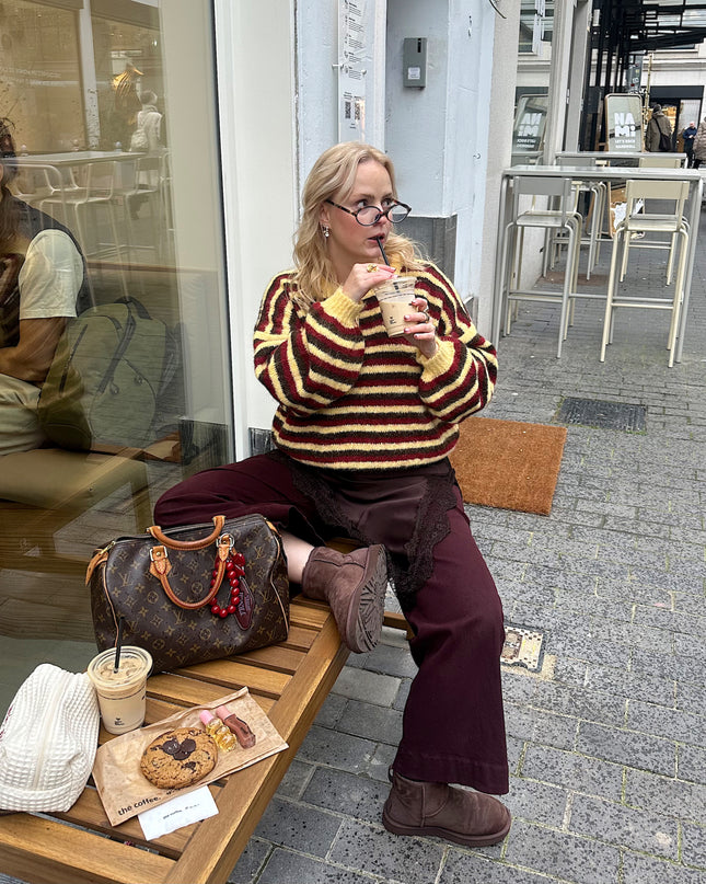 Striped Knit Yellow Red Brown