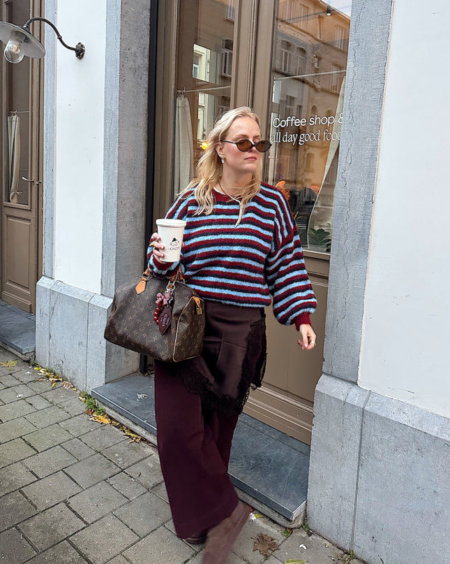 Striped Knit Burgundy Blue