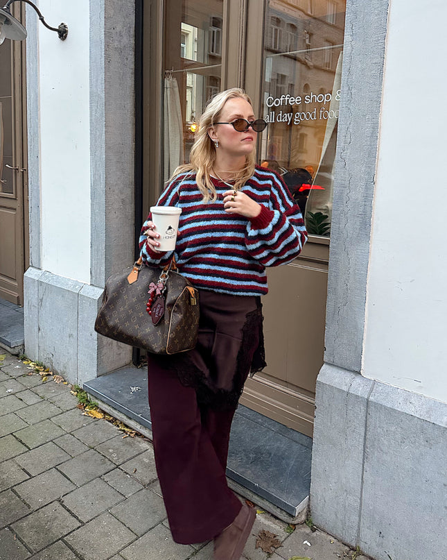 Striped Knit Burgundy Blue