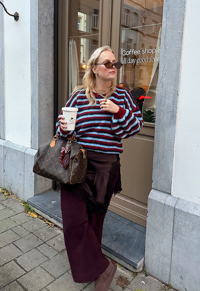 Striped Knit Burgundy Blue