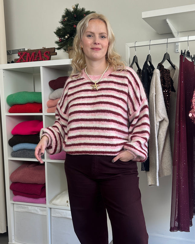 Striped Knit Pink Red