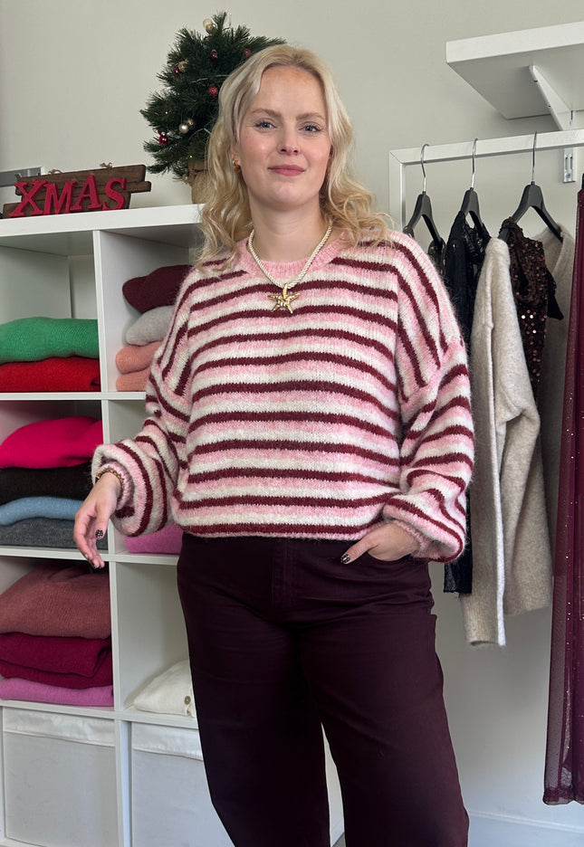 Striped Knit Pink Red