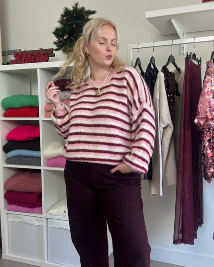 Striped Knit Pink Red