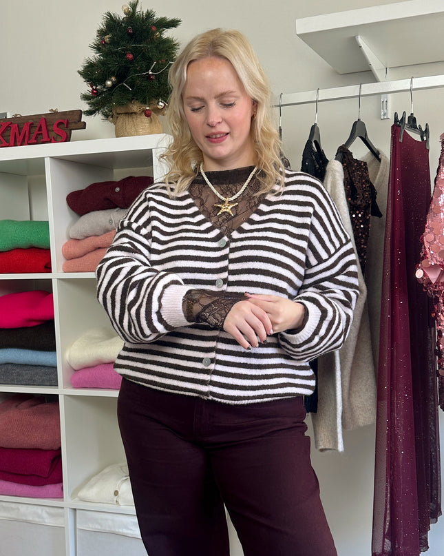 Lace Longsleeve Top Brown