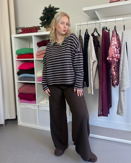 Striped Longsleeve Tee Brown Blue