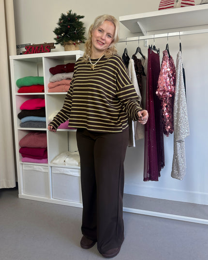 Striped Longsleeve Tee Brown Yellow