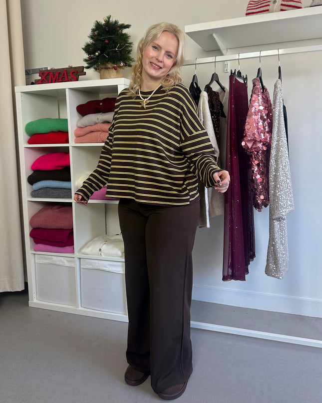 Striped Longsleeve Tee Brown Yellow