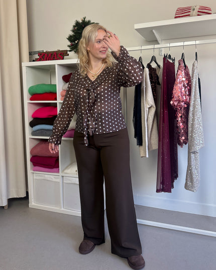Polka dot top brown
