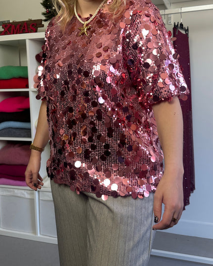 Pink glitter top