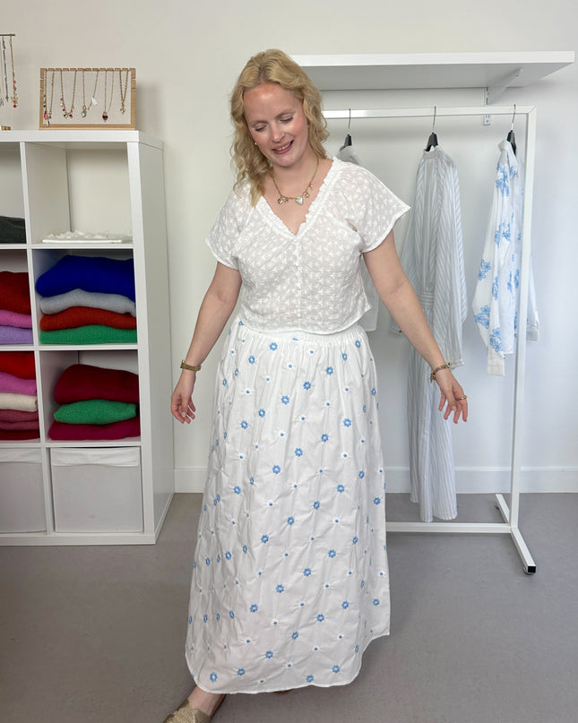 Cropped Broderie Blouse