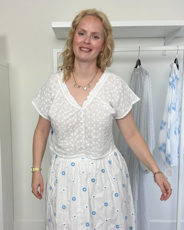 Cropped Broderie Blouse