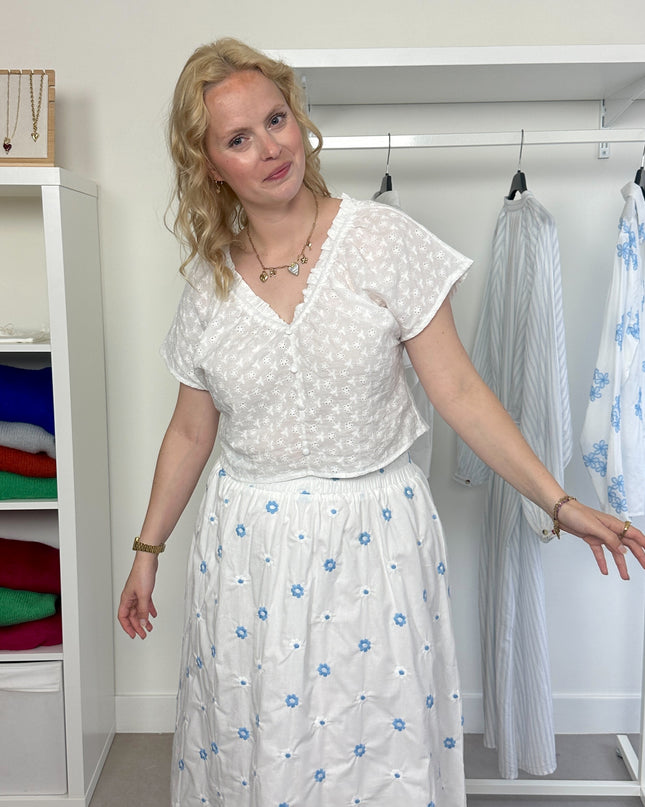 Cropped Broderie Blouse