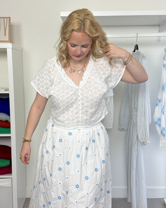Cropped Broderie Blouse