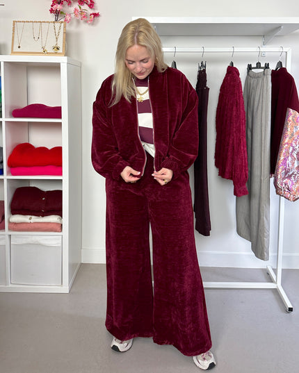 Velour Cardigan Bordeaux