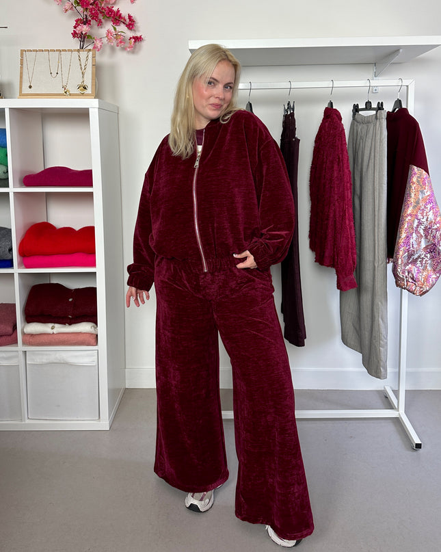 Velour Cardigan Bordeaux