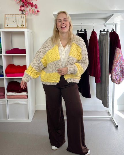 Chunky Cardigan Yellow Cream