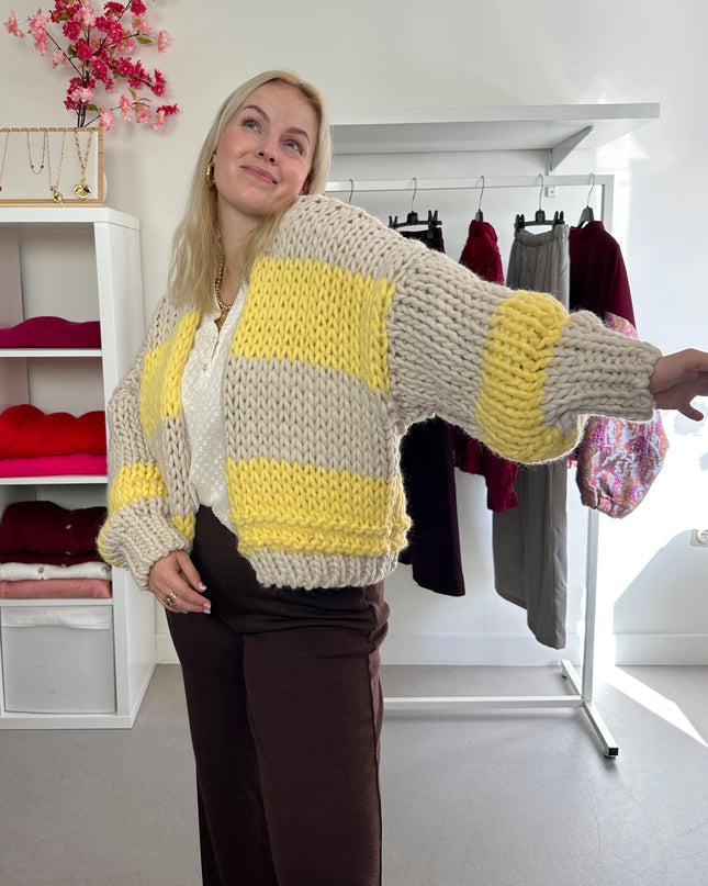 Chunky Cardigan Yellow Cream