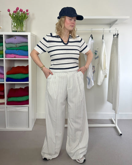 Wide Trousers White Pinstripe