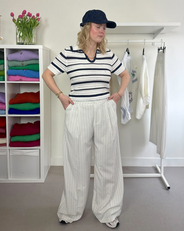 Wide Trousers White Pinstripe