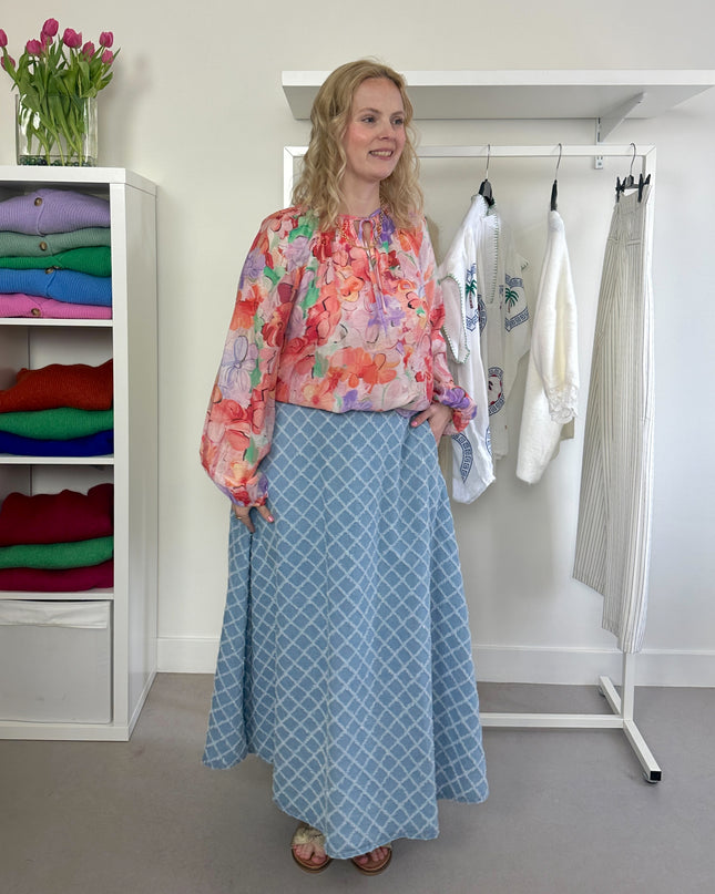 Coral Flowery Blouse