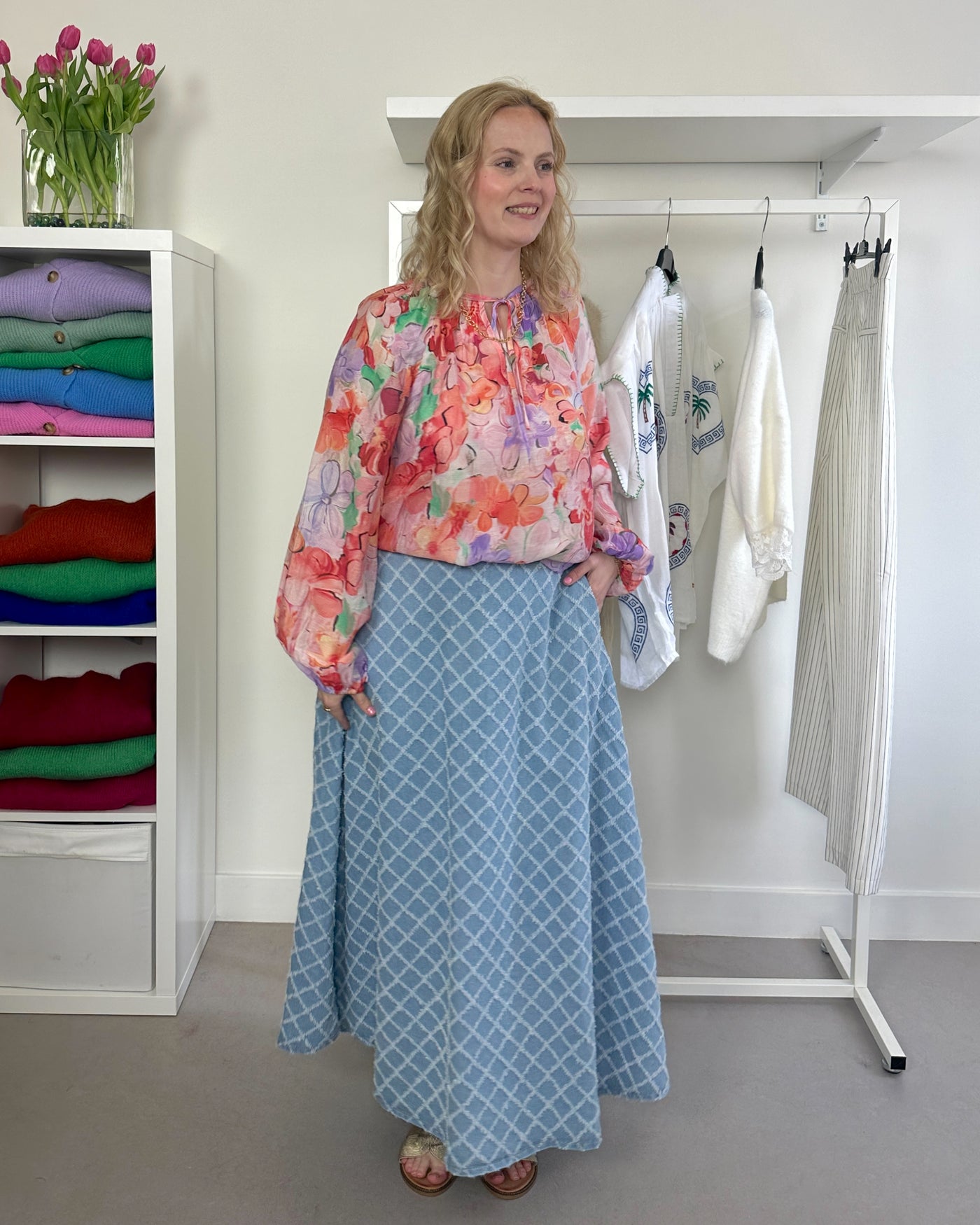 Coral Flowery Blouse
