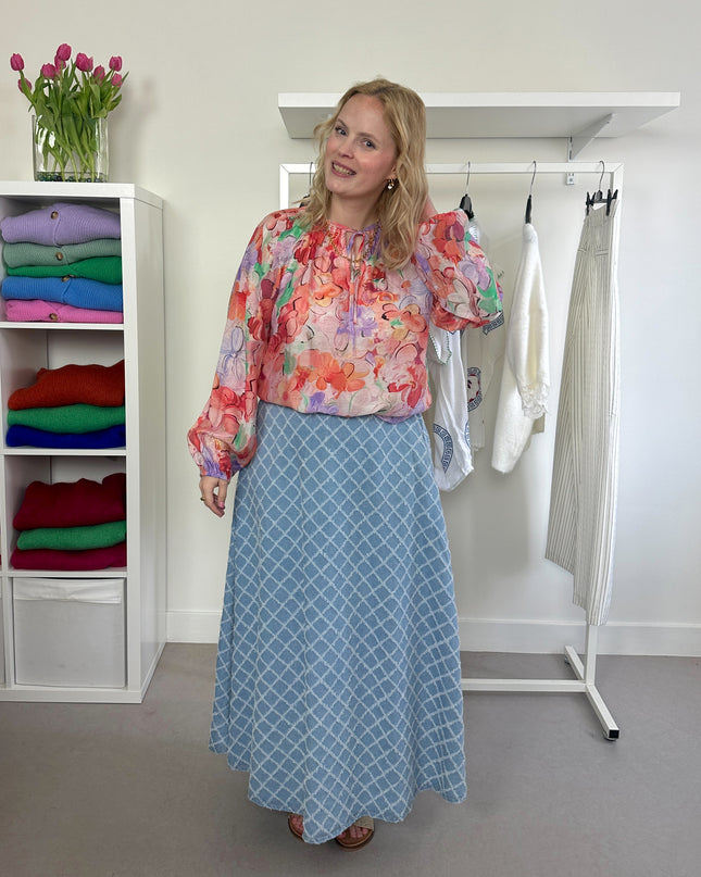 Coral Flowery Blouse
