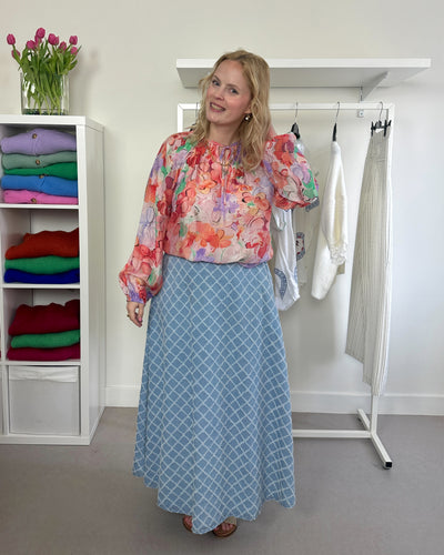 Coral Flowery Blouse
