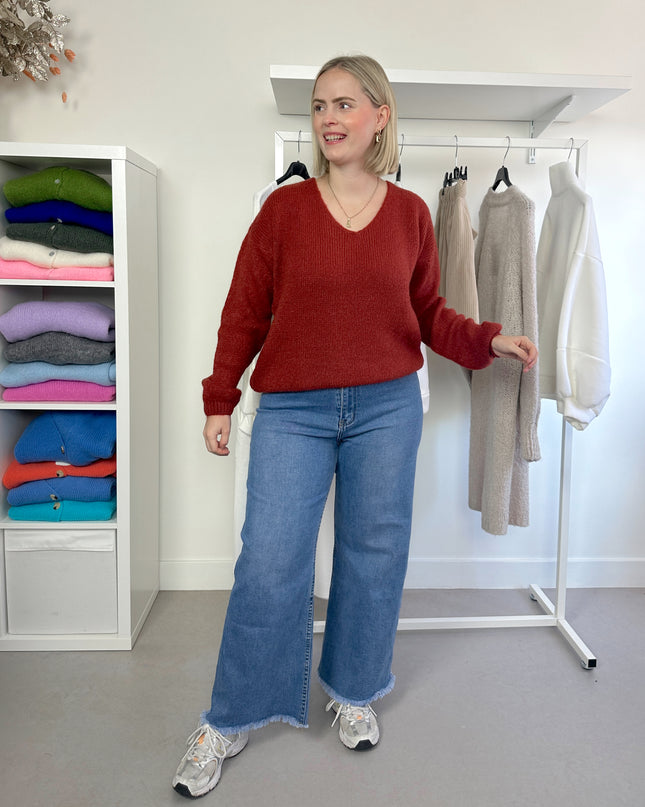 V-Neck Knit Roestbruin