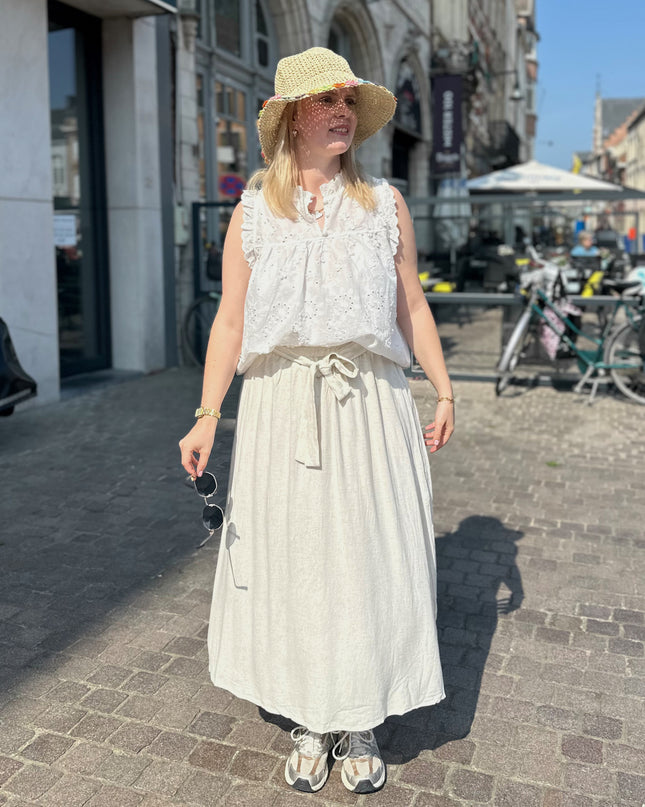 Beige Linnen Rok