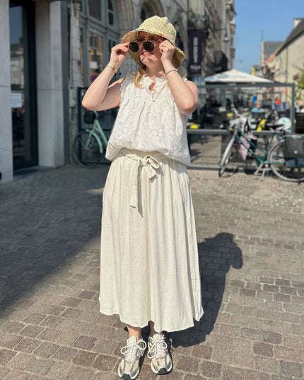 Beige Linnen Rok