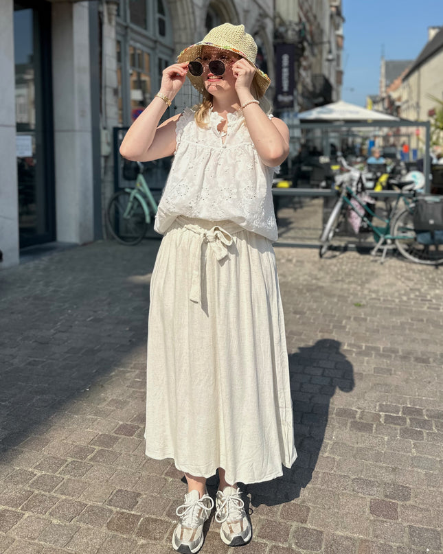 Beige Linnen Rok