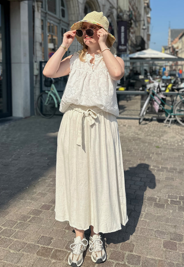Beige Linnen Rok