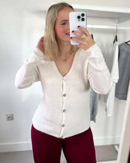 Alpacawollen Cardigan Crème
