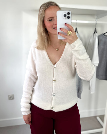 Alpacawollen Cardigan Crème