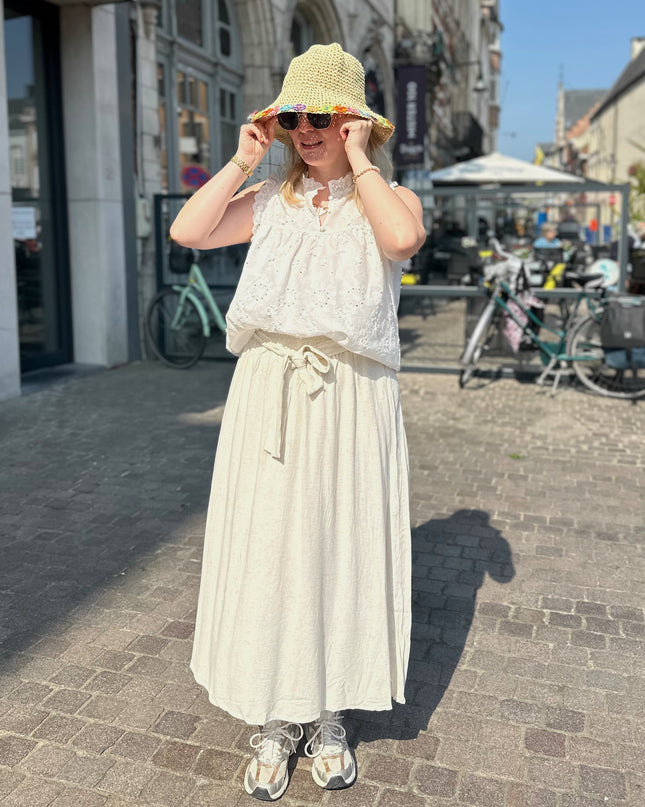 Beige Linnen Rok
