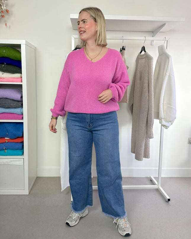 V-Neck Knit Bubblegum Pink