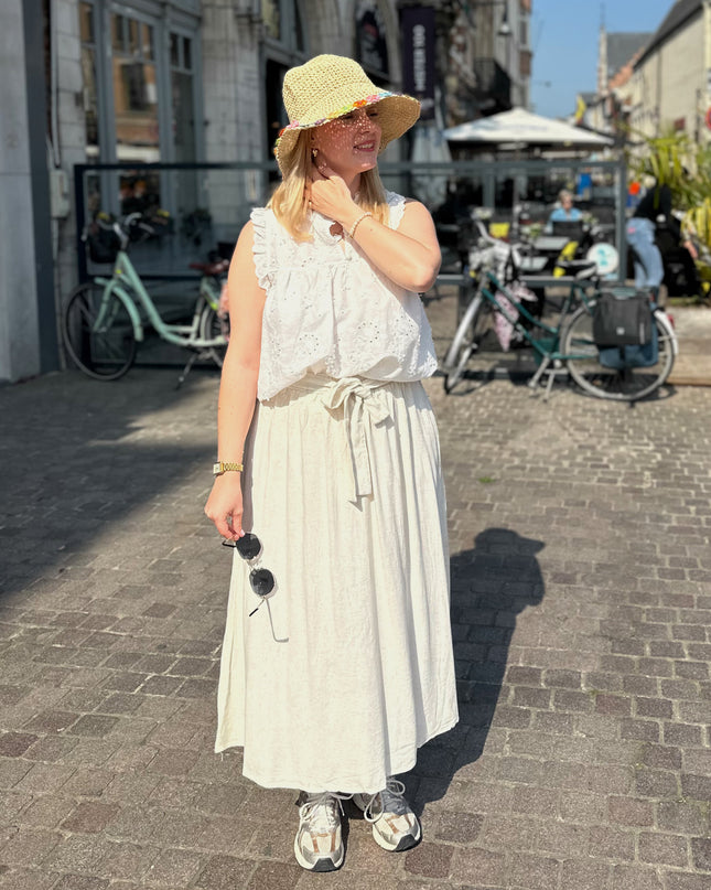 Beige Linnen Rok
