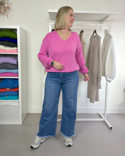 V-Neck Knit Bubblegum Pink