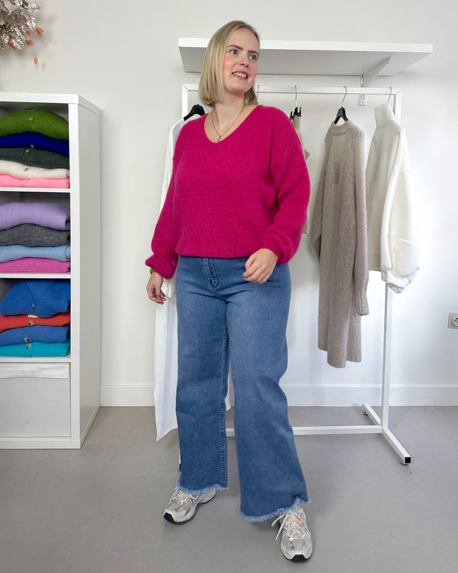 V-Neck Knit Magenta