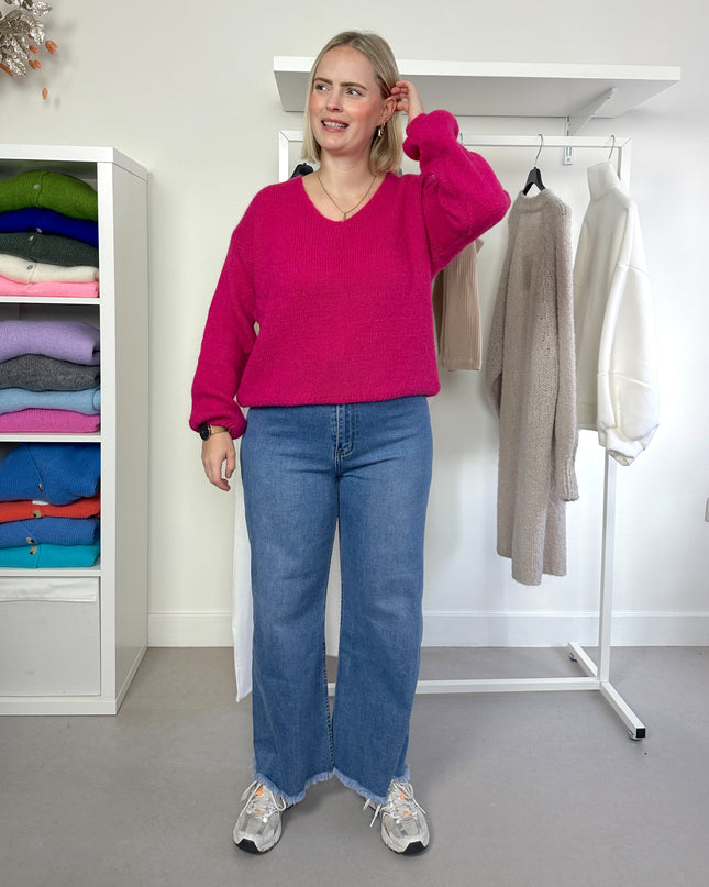 V-Neck Knit Magenta