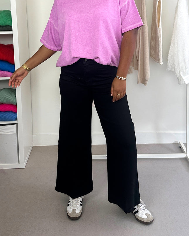 Jeans Curvy Cropped Wide Black