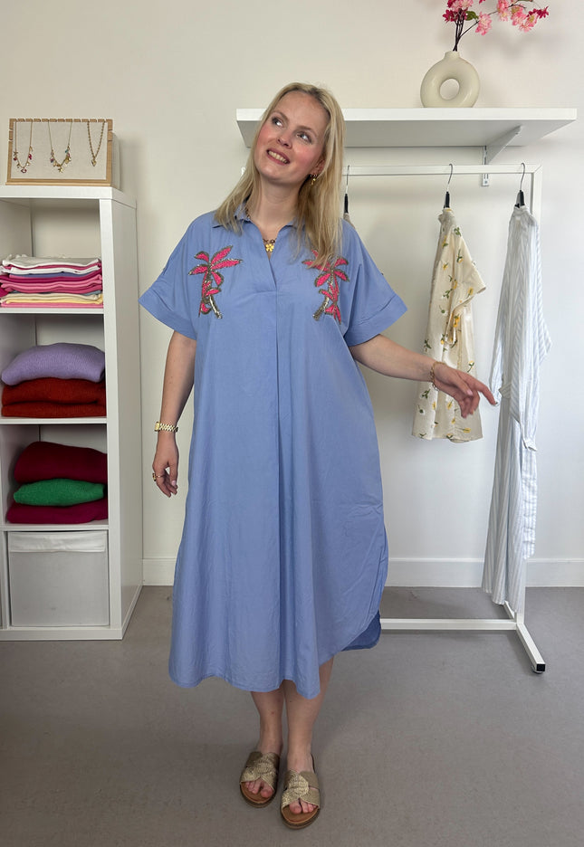Keyla Cotton Shirt Dress Blue