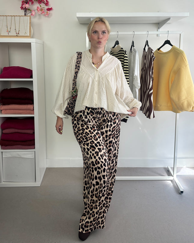 Cotton Flowy Blouse Beige