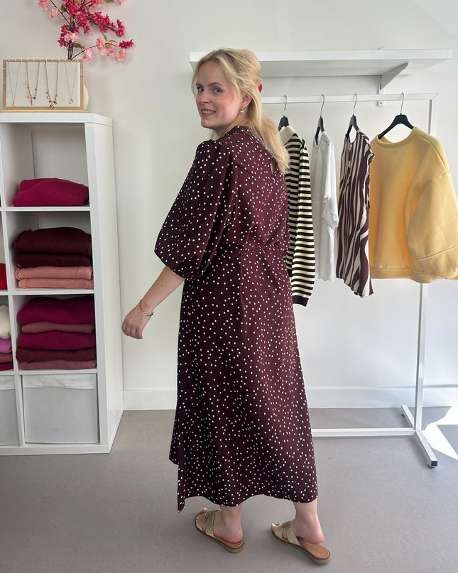 Burgundy Polka dot Dress