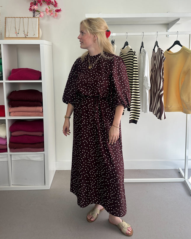 Burgundy Polka dot Dress
