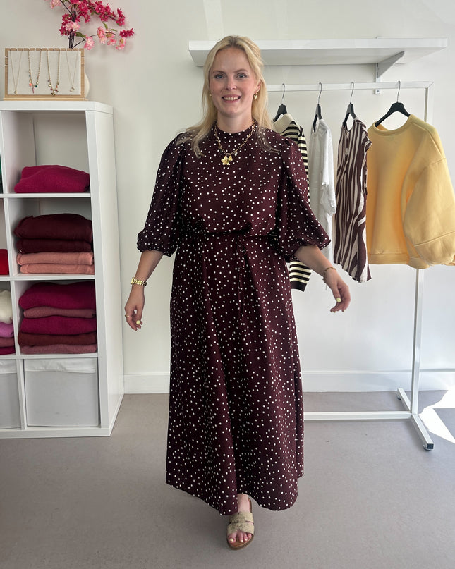 Burgundy Polka dot Dress