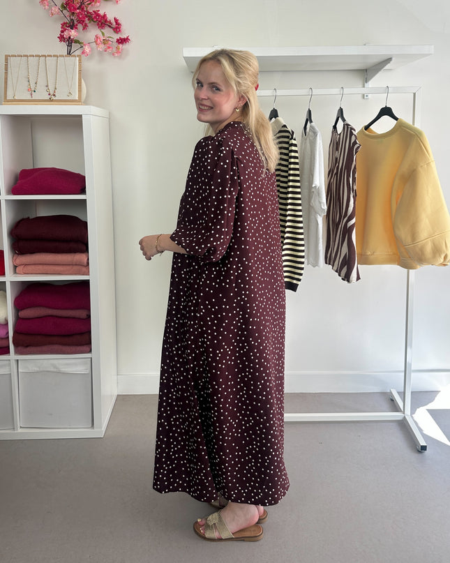 Burgundy Polka dot Dress